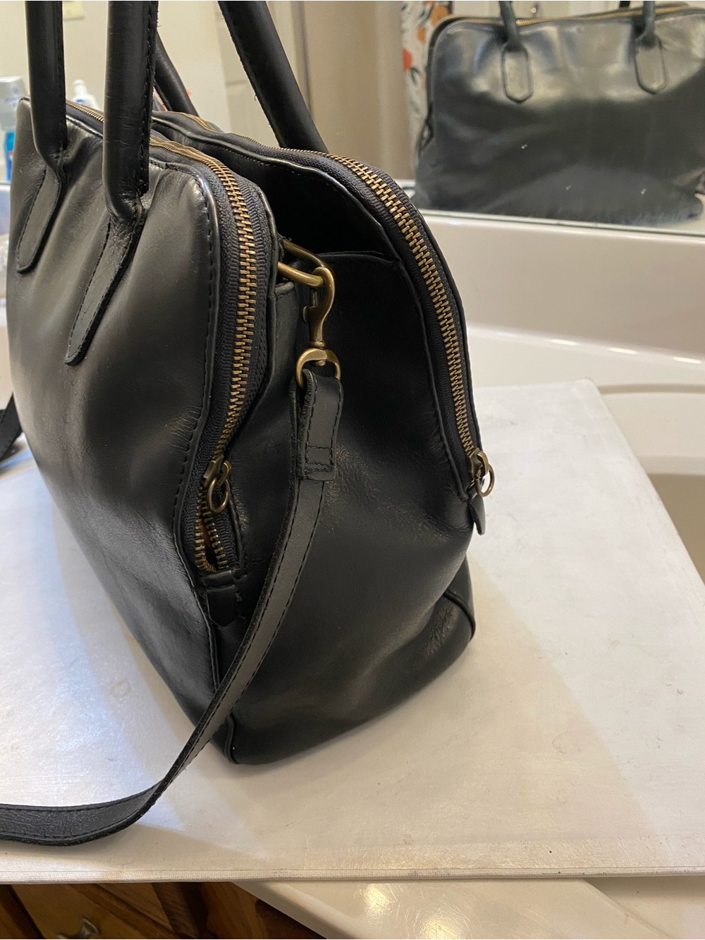 ABLE Double Zip Large Leather Satchel bag, great condition and clean interior - Picture 3 of 11